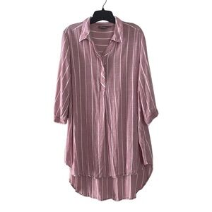 Beautiful Gia 100% Viscose Pink & White Striped Tunic - Size Medium